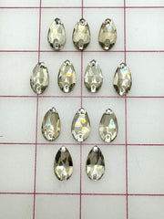 Rhinestones - 10x18mm Czech "Bright-Cut" Cool Colorado Topaz Pear-Shape Sew-On