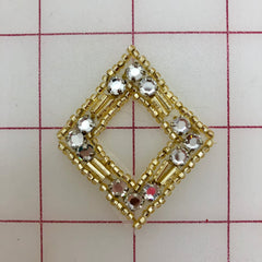 Rhinestone Appliques - Beaded Trim with Rhinestones Gold Close-Out