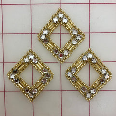 Rhinestone Appliques - Beaded Trim with Rhinestones Gold Close-Out
