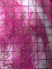 Sparkle Tulle- 54-inches Wide Magenta with Iridescent Gold Sparkles