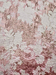 Brocade - 58-in 3D Pink, Winter White, and Palest Gold Reversible