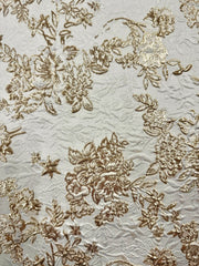 Brocade - 58-in 3D Winter White, and Palest Gold Reversible