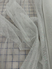 Iridescent Glitter Tulle - 58-inches Wide White