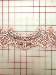 Trim Grab Bag - Silver Metallic Corded Embroidered European Pink Flower Border Motifs