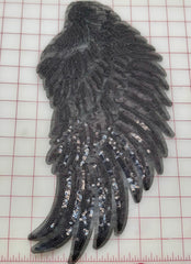 Applique - Iron-On Sequined Black Wing Motif Pairs