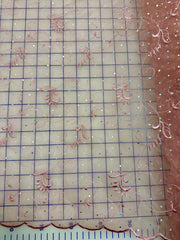 Fancy Organza - 53-inches Wide Dusty Rose Embroidery with Iridescent Sparkles