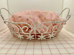 Fancy Basket - White with Snowflake Design Only 2 Available Close-Out