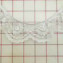 Ruffled Lace Trim - 2.25-inch Ruffled Lace White