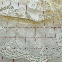 Ruffled Lace Trim -5-inch Fancy Ruffled Lace Ivory
