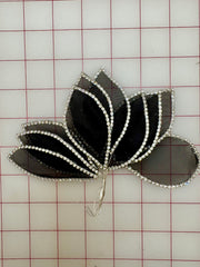 Applique - Organza Feathery-Shapes Outlined in Rhinestones 9 Colors! 10PK NEW!