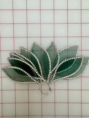 Applique - Organza Feathery-Shapes Outlined in Rhinestones 9 Colors! 10PK NEW!