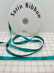 Single Face Satin Ribbon - 5/8-inch Teal Green