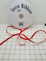 Single Face Satin Ribbon - 1/4-inch China Red