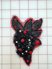 Trim Grab Bag - Vintage Black Beaded Motif with Red Rhinestones