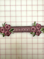 Trim Grab Bag - Metallic Iron-On Trim -1.25 to 2.25-inch Wide Rose Pink and Green with Metallic Gold and Silver 1.875YD Piece