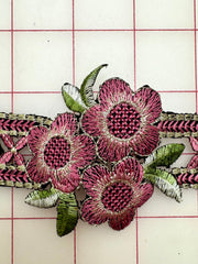 Trim Grab Bag - Metallic Iron-On Trim -1.25 to 2.25-inch Wide Rose Pink and Green with Metallic Gold and Silver 1.875YD Piece