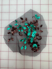 Trim Grab Bag - Beautiful Sequined Green Motifs on Black Tulle