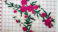 Trim Grab Bag - Large Embroidered Flower Design Motifs on Blush Tulle