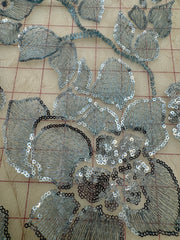 Fancy Lace- 60-inches Wide Metallic Soft Blue and Silver with Sequins Only 4 Yards Left! Close-Out (Copy)