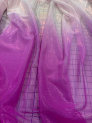 Poly Chiffon Ombre Metallic - 56-inches Wide Pink to Vibrant Orchid