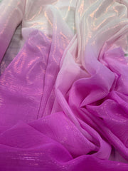 Poly Chiffon Ombre Metallic - 56-inches Wide Pink to Vibrant Orchid