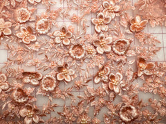 Grab Bag- 3/4YD x 20-inches Wide Sequined Embroidered 3D Lace Peach - 13/4 YD