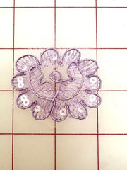 Applique - Sequined Lace Flower Shapes Lavender 6PK