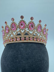 Tiara - Elegant Queen's Design Pink with Crystal and Gold