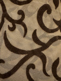 Grab Bag - Medium Skintone Stretch Mesh with Brown Flocked Design 60-inches Wide One Yard Left!