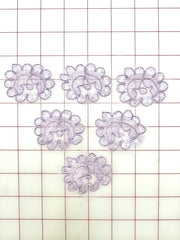 Applique - Sequined Lace Flower Shapes Lavender 6PK