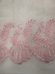 Fancy Organza - 53-inches Wide Pink with Pink Embroidery