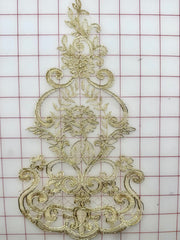 Applique - Large Delicate Gold Metallic Corded Lace
