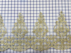 Metallic Trim - Delicate Gold Metallic Corded Lace Per Yard