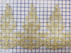 Metallic Trim - Delicate Gold Metallic Corded Lace Per Yard