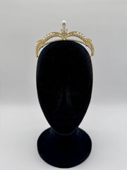 Tiara - Crystal and Gold Reversible Tiara with Pearls New!