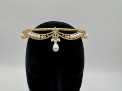 Tiara - Crystal and Gold Reversible Tiara with Pearls New!