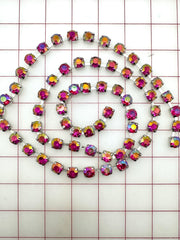 Decorative Gems - Beautiful AB Fuchsia Sew-On Czech Rhinestone Chain Only One Yard Left!