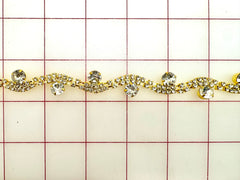 Decorative Gems - Beautiful Crystal Sew-On Rhinestones in Gold Chain Only 1/2 Yard Left!