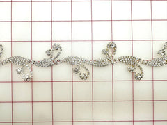 Decorative Gems - Beautiful Crystal Swirl Design Sew-On Czech Rhinestones in Silver Chain Only One Yard Left!