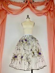 Ready-To-Wear Peasant-Style Over-Skirt White with Deep Purple Flowers