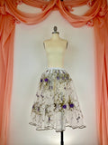 Ready-To-Wear Peasant-Style Over-Skirt White with Deep Purple Flowers