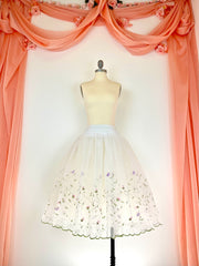 Custom Peasant-Style Over-Skirt White with Lilac and Pink Flowers - Made to Order