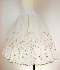 Custom Peasant-Style Over-Skirt White with Lilac and Pink Flowers - Made to Order