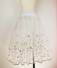 Custom Peasant-Style Over-Skirt White with Lilac and Pink Flowers - Made to Order