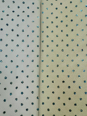 Fancy Organza- 60-inches Wide Soft White with Aquamarine Sparkle Dots