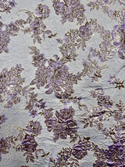 Brocade - 58-in 3D Lilac, Winter White, and Palest Gold Reversible New Color!