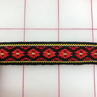 Non-Metallic Trim - .625-inch wide Vintage Red and Black Embroidered Trim Close-Out
