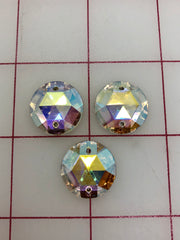 Rhinestones - 18mm Czech AB Crystal Round Sew-On 3-Pack
