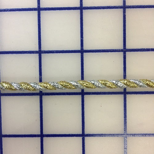 Metallic Trim - 1/4-inch Fancy Twisted Cord Gold and Silver Wired Close-Out