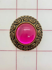 Button - Gold with Pink Acrylic Rhinestone Close-Out